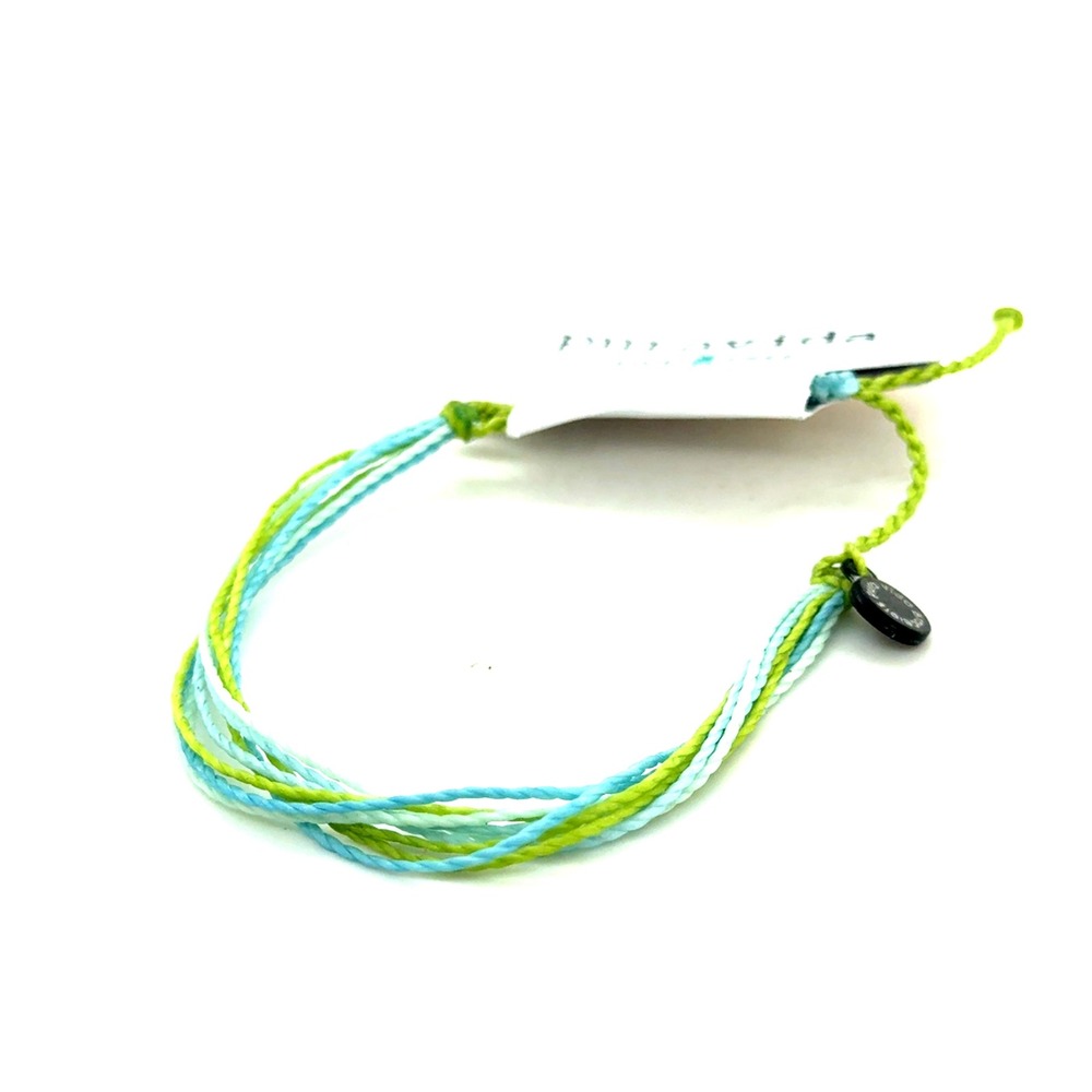 Pura Vida Original String Bracelet Lime Green Teal Blue Multi Strand Adjustable